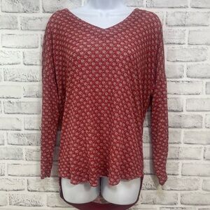 Lucky Brand Denise Tie Back Ruched Sleeves High Low Top Large